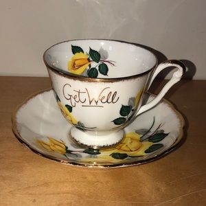 Vintage Princess Anne Remembrance Series Get Well Bone China England Yellow Rose